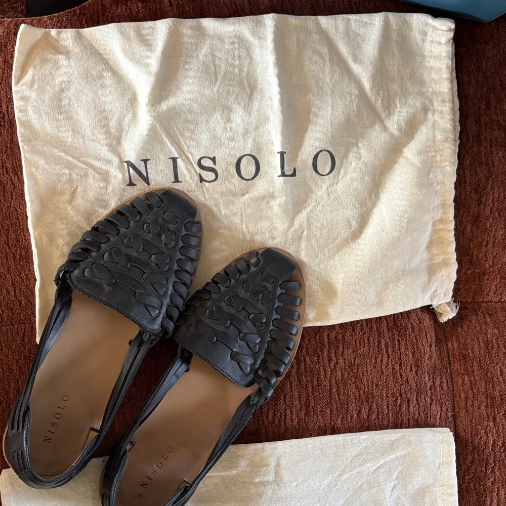 Nisolo Dark Leather Woven Loafers